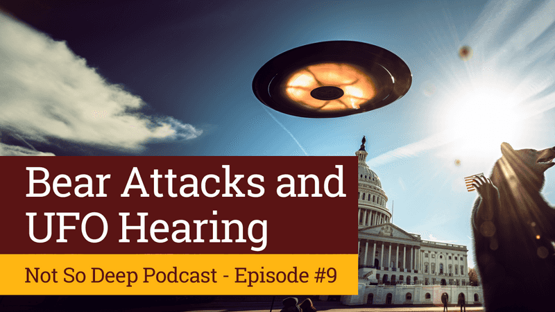 Thumbnail for the podcast episode titled Bear Attacks, UFO Senate Hearing and Climate Change